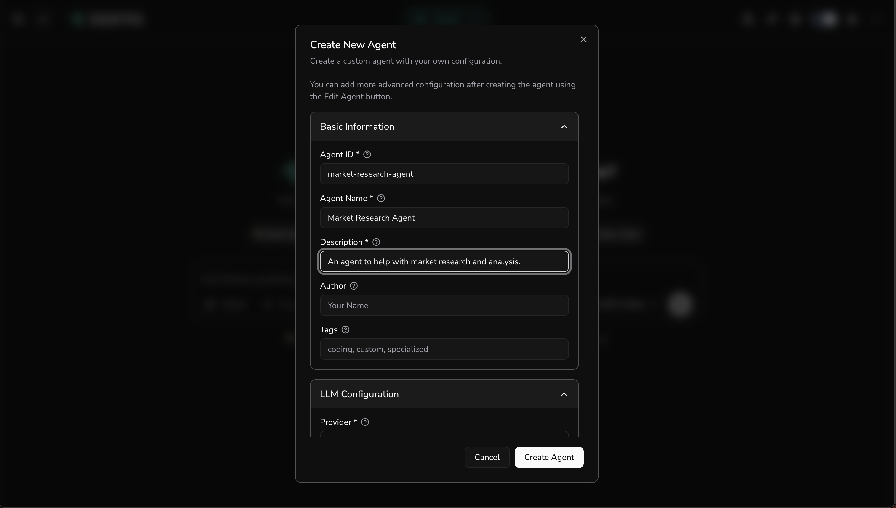 Create new agent